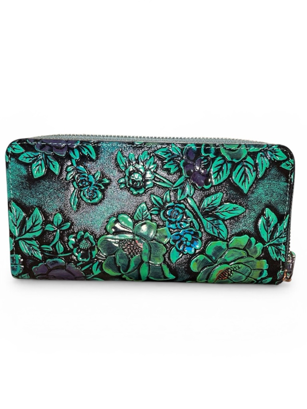 One of a Kind Midnight Bloom” Iridescent Zip-Around Wallet